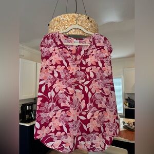 STYLUS Floral Pink and White Women's Top